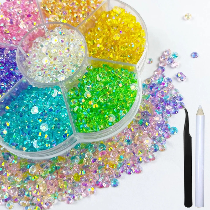 Beauty Gems Makeup - 3920PCS AB Resin Flat Back Rhinestones,