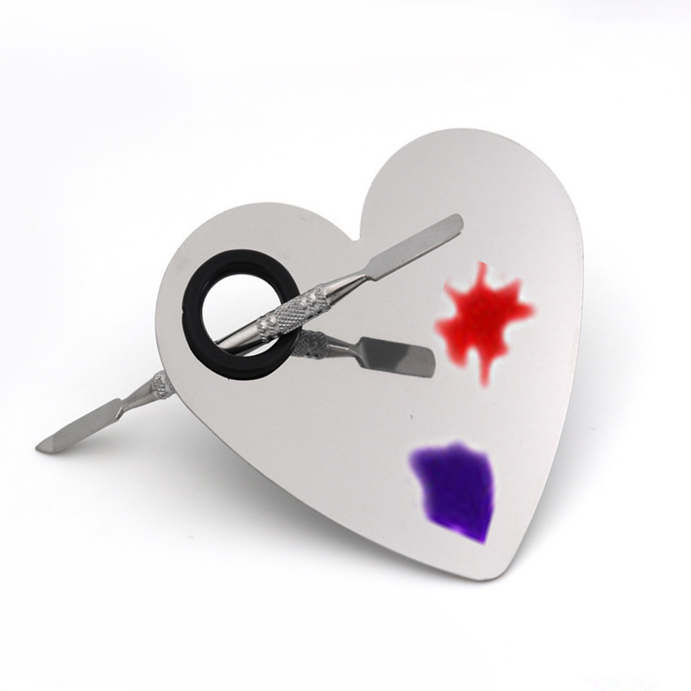 Eyeshadow Palette - Heart Shape Stainless Steel Makeup Mixing